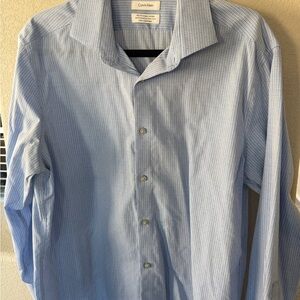 Calvin Klein Men's Light Blue Grid Shirt